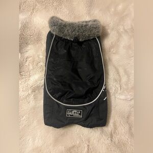 Hurtta Black Dog Coat with Fur Trim